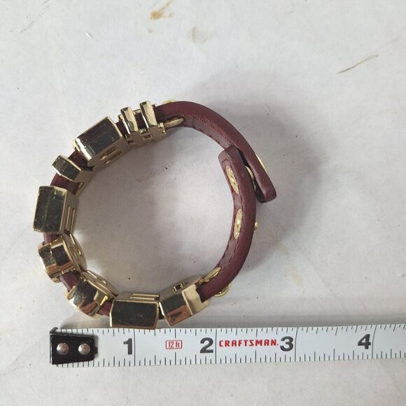 BCBG Generation Blessed Bracelet Maroon Gold Faux Leather - Picture 8 of 9